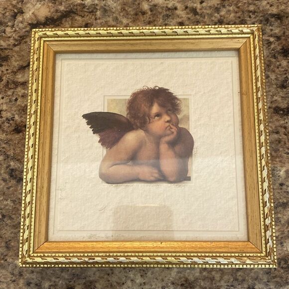 Armstrong Hauser Replicated Raphael Angel Cherub Beautifully Framed in Gold Tone - Picture 1 of 6
